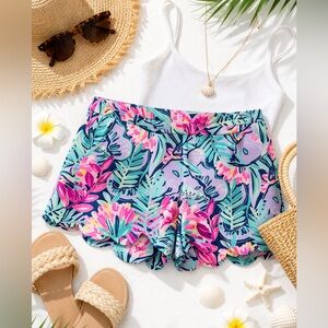 Lilly Pulitzer Scalloped Hem Floral Shorts Tropical Print Size 6